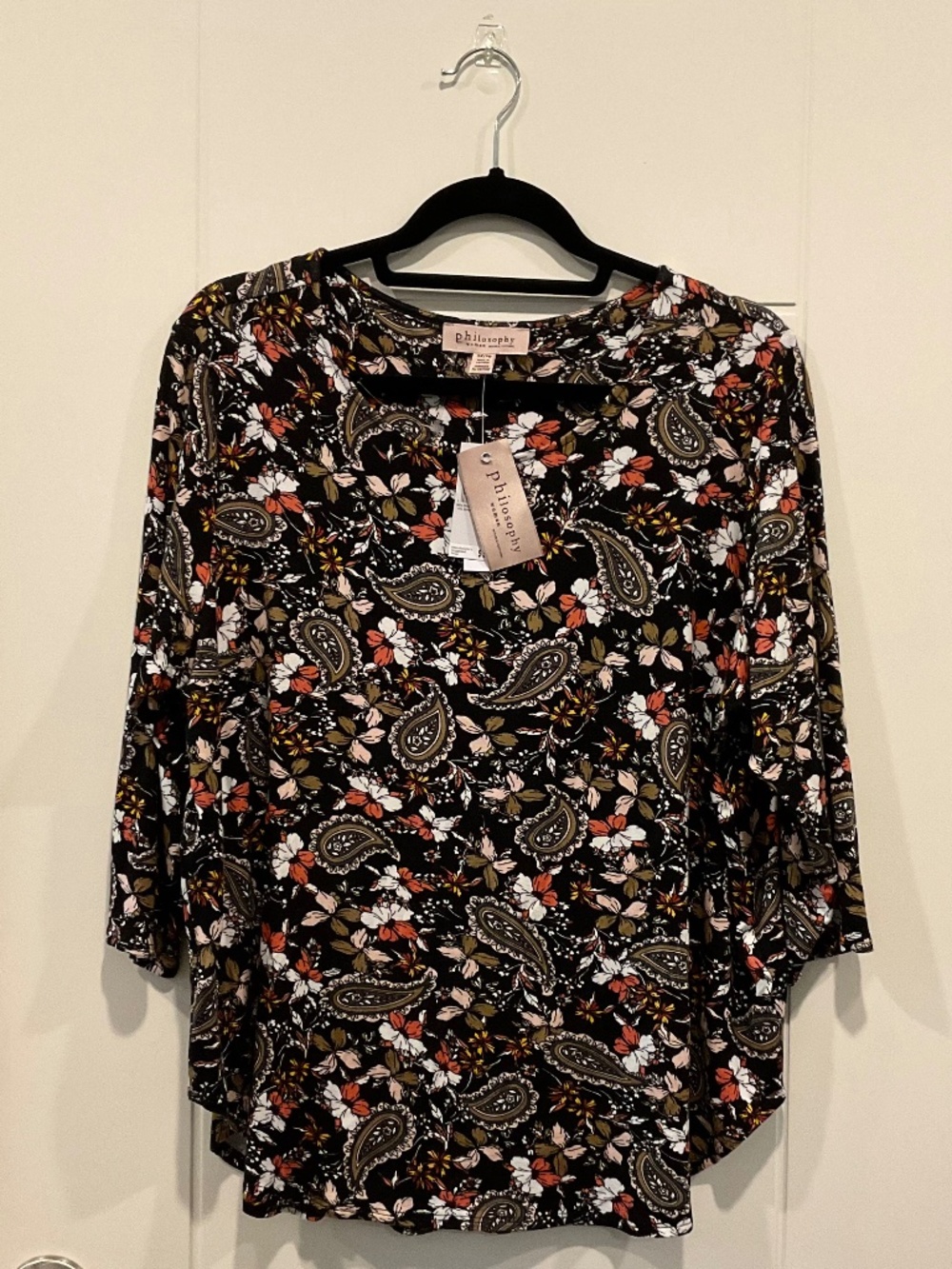 PHILOSOPHY Paisley Floral Top Size 1X NWT